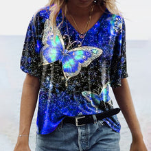 Load image into Gallery viewer, Women's Spring and Autumn Five-Quarter Sleeve Butterfly Print Top for Women