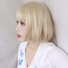 Load image into Gallery viewer, Wig Men's and Women's Collarbone Short Hair Bobo Korean Bobhaircut round Face Internet Celebrity Lolita Handsome White Full-Head Wig Style