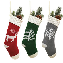 Load image into Gallery viewer, New Christmas Decorations Knitted Acrylic Plaid Socks Head Hotel Home Christmas Stockings