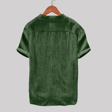 Load image into Gallery viewer, Men's Short-Sleeved Solid Color Cotton and Linen Shirt