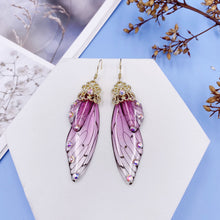 Load image into Gallery viewer, S925 Ear Hook Butterfly Earrings Temperamental Earrings Cicada Wings Gradient Color Girls Stud Earrings