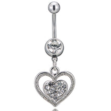 Load image into Gallery viewer, Piercing Jewelry Heart-Shaped Alloy Jeweled Pendant Navel Ring Navel Nail