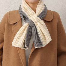 Load image into Gallery viewer, Small Scarf Short Women's Autumn and Winter Cross Knitted Scarf Korean Style Colorblock All-Matching