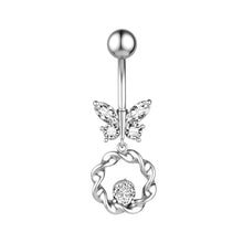 Load image into Gallery viewer, Butterfly Zircon Navel Ring Navel Stud Piercing Jewelry