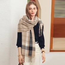 Load image into Gallery viewer, 2023 New Autumn and Winter Plaid Scarf Cashmere-like Tassel Scarf Women's Thick Warm Scarf