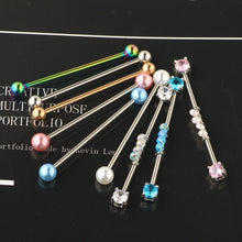Load image into Gallery viewer, Piercing Jewelry Set Long Brush Holder Stud Earrings Stainless Steel Industrial Bridge