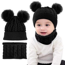 Load image into Gallery viewer, Autumn and Winter Ball Twist Woolen Cap Knitted Hat Fur Ball Hat Children Thickened Warm Wool Hat Woolen Cap