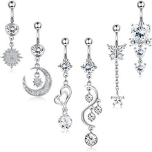 Load image into Gallery viewer, Belly Ring Moon Butterfly Heart-Shaped Long Chain Piercing Jewelry