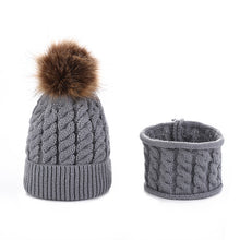 Load image into Gallery viewer, Infant Winter Woolen Hat Scarf Set Cold-Proof Thermal Knitting Baby Hat Set Hat