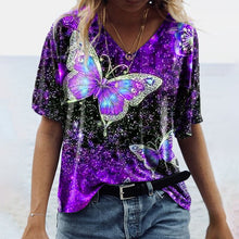 Load image into Gallery viewer, Women's Spring and Autumn Five-Quarter Sleeve Butterfly Print Top for Women