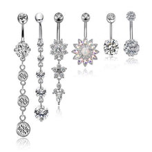 Load image into Gallery viewer, Stone Navel Stud Set Combination Zircon Puncture Belly Ring