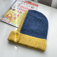 Load image into Gallery viewer, Color Matching Hat Female Autumn and Winter Neck Protection Thermal Knitting Woolen Cap Korean Style Riding Windproof Button Sleeve Cap