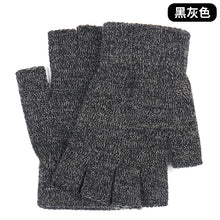 Load image into Gallery viewer, Warm-Keeping and Cold-Proof Winter Men's Half-Finger Gloves Autumn and Winter Fleece-Lined Thickened Fingerless Knitted Gloves