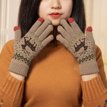 Load image into Gallery viewer, Thickened Touch Screen Thermal Gloves Men's and Women's Fleece-Lined Wool Touch Screen Gloves Deer Knitted Gloves