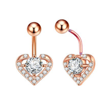 Load image into Gallery viewer, Heart-Shaped round Zirconium Belly Ring Navel Stud Piercing Jewelry