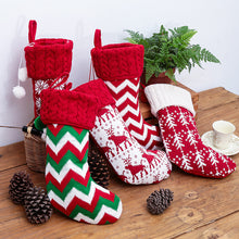 Load image into Gallery viewer, New Christmas Decorations Knitted Christmas Stockings Woolen Yarn Socks Red and White Elk Gift Bag Children Gift Bag