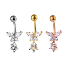 Load image into Gallery viewer, Ornament Exclusive for Cross-Border High Quality Zircon Pansy Distinguish Navel Stud Belly Ring