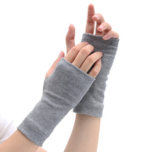 Load image into Gallery viewer, Autumn and Winter Warm Open Finger Gloves Men's and Women's Double-Layer Cotton Scar Covering Game Writing Half Finger