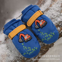 Load image into Gallery viewer, Winter New Children's Ski Gloves Cartoon Excavator Windproof Non-Slip Velvet Thickening
