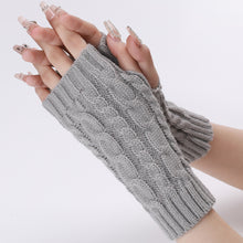 Load image into Gallery viewer, Autumn and Winter 8 Words Hemp Pattern Short Open Finger Knitting Wool Gloves Men's and Women's Knitted Warm Half Finger Arm Sleeve