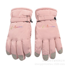 Load image into Gallery viewer, Women's Five-Finger Ski Touch Screen Gloves Fashion English Wind and Skid Fleece Lined Padded Warm Keeping