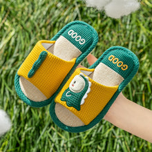 Load image into Gallery viewer, Slippers Spring and Autumn Linen Slippers Boys and Girls Summer Cartoon Dinosaur Slippers Indoor Non-Slip