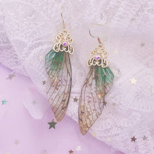 Load image into Gallery viewer, S925 Ear Hook Butterfly Earrings Temperamental Earrings Cicada Wings Gradient Color Girls Stud Earrings
