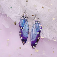 Load image into Gallery viewer, S925 Ear Hook Butterfly Earrings Temperamental Earrings Cicada Wings Gradient Color Girls Stud Earrings