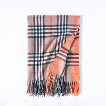 Load image into Gallery viewer, Scarf Stall Color-Contrast Check Artificial Cashmere Scarf Fashion Color Changing Scarf Women's Winter Japanese and Korean Sweet