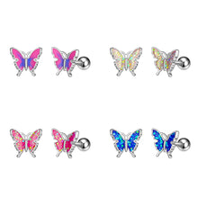 Load image into Gallery viewer, Oil Dripping Butterfly Ear Bone Stud Earrings Piercing Jewelry