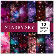 Load image into Gallery viewer, 12 Sheets/Pack DIY Album Clipbook Paper Journal Material Paper Book Background Paper 6-Inch Pattern Sticker Starry Sky Collection
