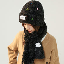 Load image into Gallery viewer, Hat Female Winter Button Versatile Big Face Show Face Small Plain Wool Plush White Woolen Cap