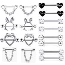 Load image into Gallery viewer, 8 Pairs Nipple Ring 4 Colors Optional Puncture Suit Combination Stainless Steel Piercing Ornaments