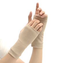 Load image into Gallery viewer, Autumn and Winter Warm Open Finger Gloves Men's and Women's Double-Layer Cotton Scar Covering Game Writing Half Finger