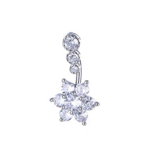 Load image into Gallery viewer, Flower Shape Belly Ring Navel Stud Full Inlaid Stone