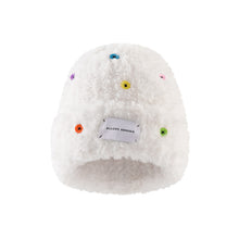 Load image into Gallery viewer, Hat Female Winter Button Versatile Big Face Show Face Small Plain Wool Plush White Woolen Cap