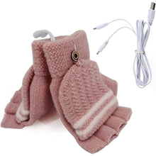Load image into Gallery viewer, Electric Thermal Gloves Charging Gloves Knitted Hand Warmer Half Finger Heating Gloves