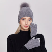 Load image into Gallery viewer, Knitted Hat Women's 2023 New Chenille Wool Hat Gloves Set Thickened Warm Fluffy Ball Cap Autumn and Winter