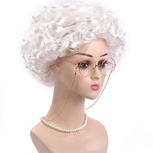 Load image into Gallery viewer, Middle-Aged and Elderly Silver Black White Grandma Wig Performance Cosplay Grandma Role Playing Props Curly Hair