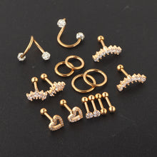 Load image into Gallery viewer, Zircon Stud Earrings Female Stainless Steel Puncture Ear Bone Stud Suit