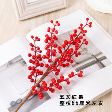 Load image into Gallery viewer, Fortune Fruit Red Berry Rich Fruit New Year Christmas Living Room Home Decoration Flower Arrangement Small Holly Bouquet
