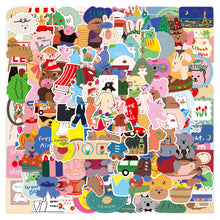 Load image into Gallery viewer, 50PCs Cute Korean Bear Graffiti Stickers Luggage Water Cup Skateboard Storage Box Waterproof Stickers