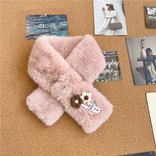 Load image into Gallery viewer, Korean Style Faux Rabbit Fur Scarf Wool Small Flower Autumn and Winter Fur Scarf Female Velvet Scarf Thickened