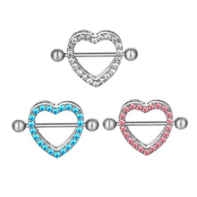 Load image into Gallery viewer, Double-Layer Diamond-Embedded Love Nipple Ring Electroplated Heart-Shaped Three-Color Adhesive Nail