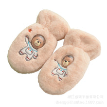 Load image into Gallery viewer, Winter New Children's Rex Rabbit Fur Cute Cartoon Three-Dimensional Space Bear Mittens Fleece-Lined Thickened Gloves