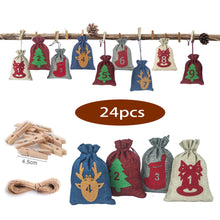 Load image into Gallery viewer, Christmas Sack Set 24 Digital Felt Stickers Christmas Countdown Advent Calendar Bag