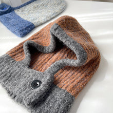 Load image into Gallery viewer, Color Matching Hat Female Autumn and Winter Neck Protection Thermal Knitting Woolen Cap Korean Style Riding Windproof Button Sleeve Cap
