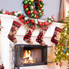 Load image into Gallery viewer, Christmas Decoration Large Machine Embroidery Christmas Stockings Christmas Plaid Elk Snowflake Children's Gift Socks Pendant