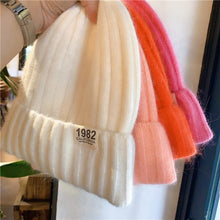 Load image into Gallery viewer, Hat Female Autumn and Winter Korean Style All-Matching Solid Color Digital Ins Knitted Hat Warm Korean Fashion Cute Wool Hat