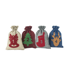 Load image into Gallery viewer, Christmas Sack Set 24 Digital Felt Stickers Christmas Countdown Advent Calendar Bag